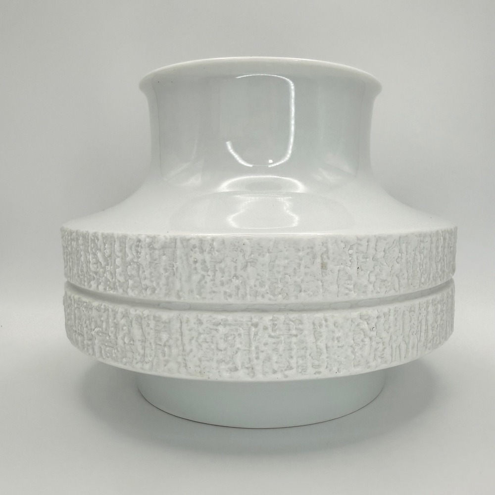 Mid Century Modern White Textured Ceramic‎ Vase Decor Thomas Germany MCM Space - Picture 3 of 9